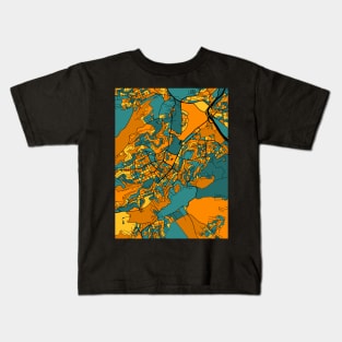 Stuttgart Map Pattern in Orange & Teal Kids T-Shirt